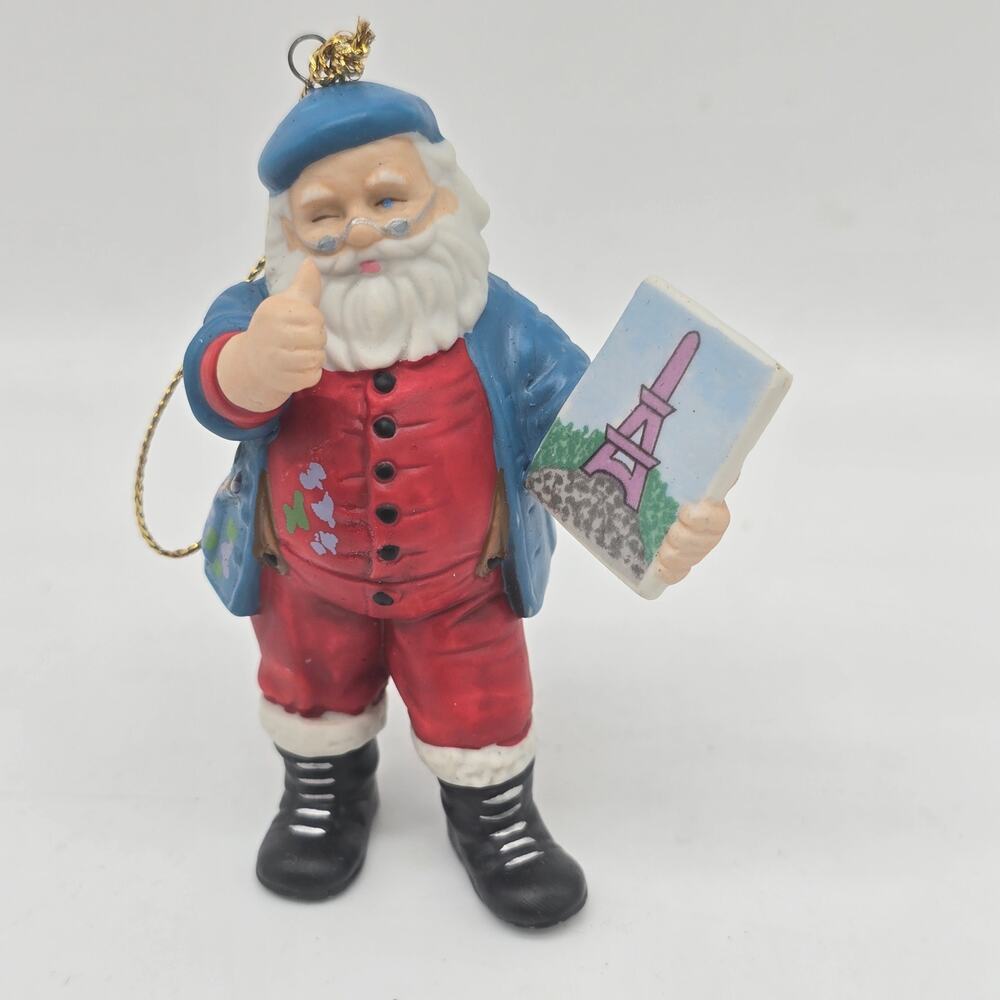 Vintage Danbury Mint Santa Around the World Christmas Tree Ornament-France EUC